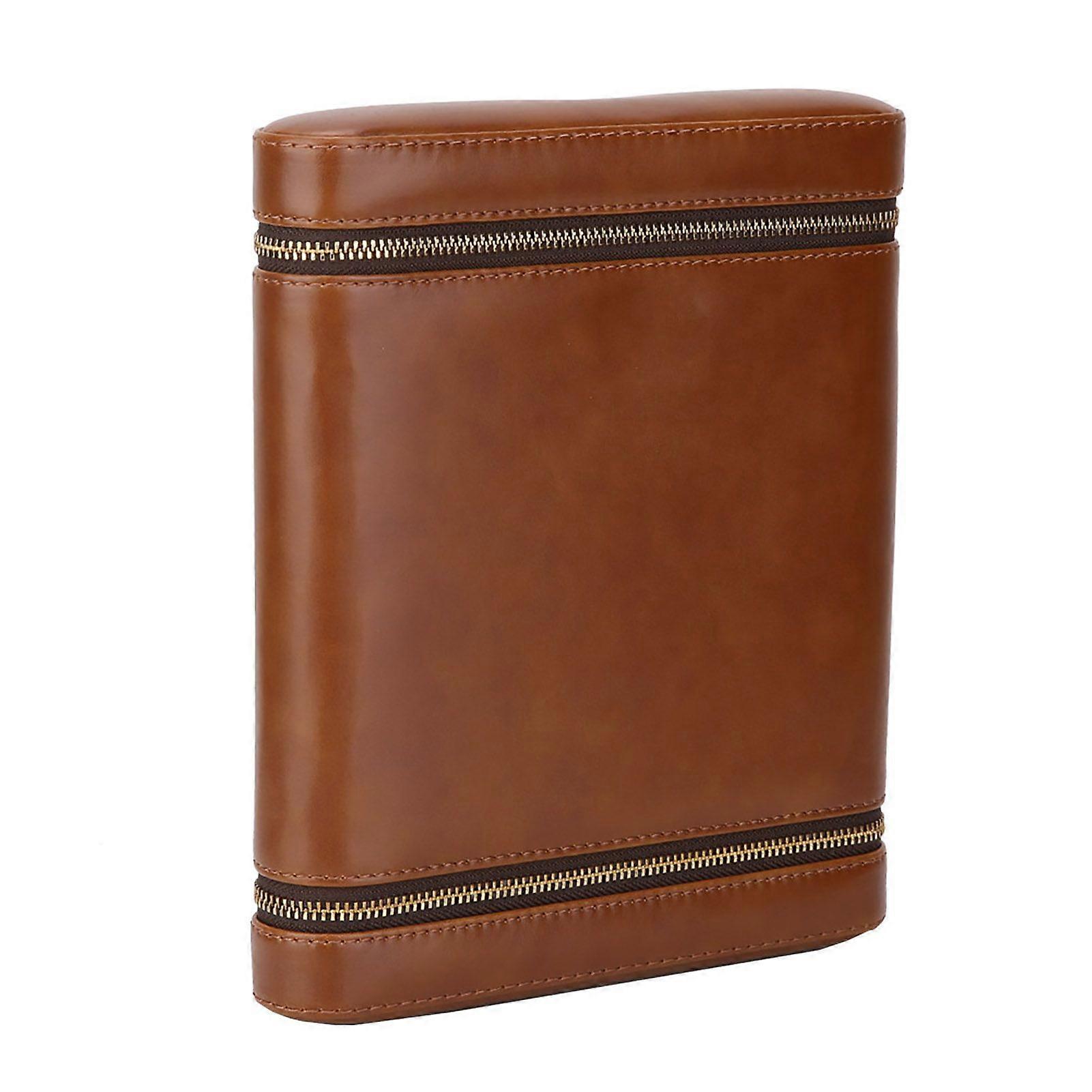 2025 أحدث طراز 6 ثقوب جلد صناعي صندوق سيجار خشب الأرز المرطب