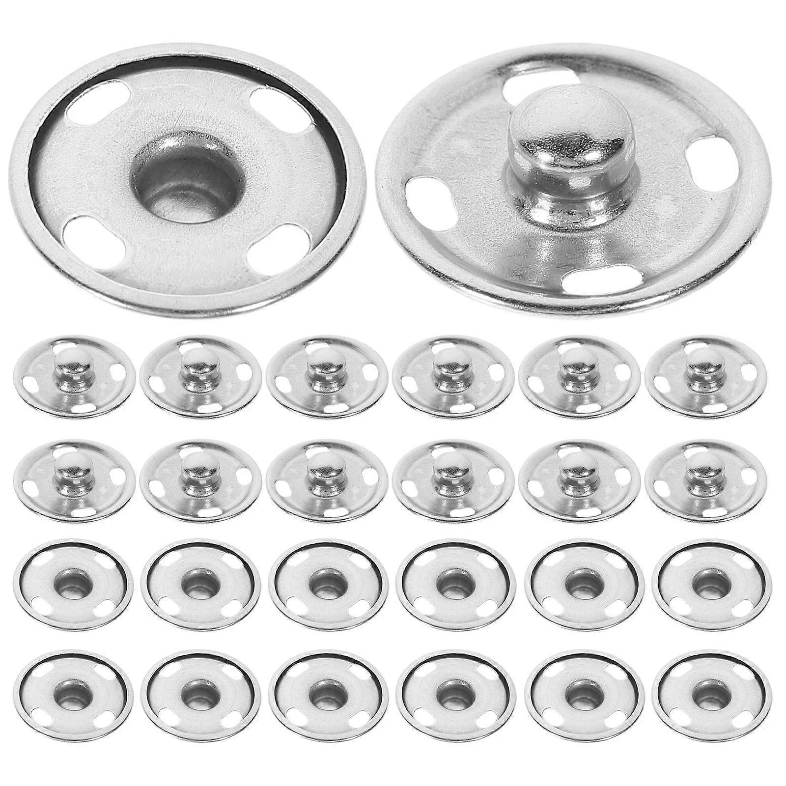 Metal Snaps Fasteners Sew on Snaps Buttons for DIY 50Sets Silver