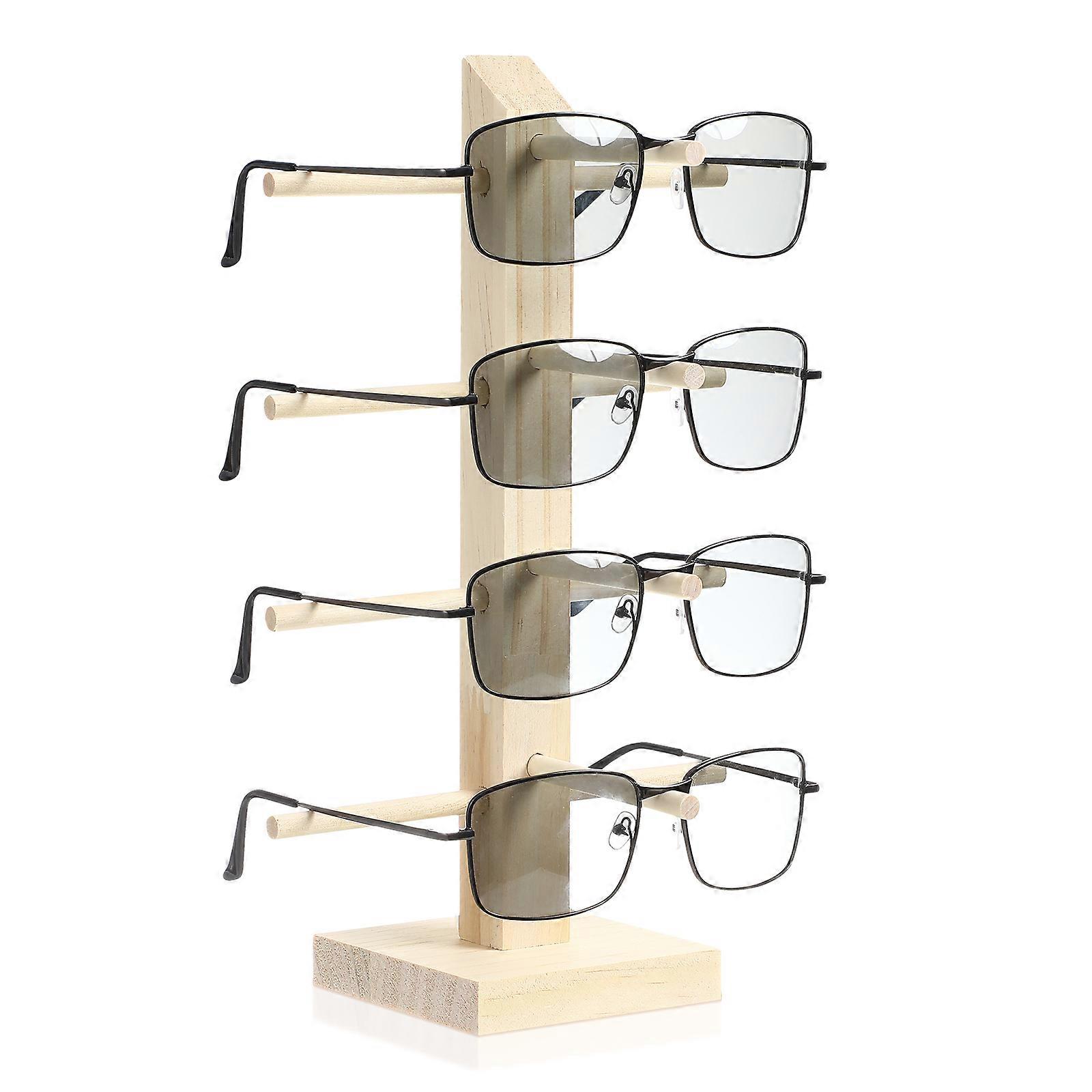 Wooden Glasses Display Stand, Four-Level Organizer for Optical Businesses and Individuals