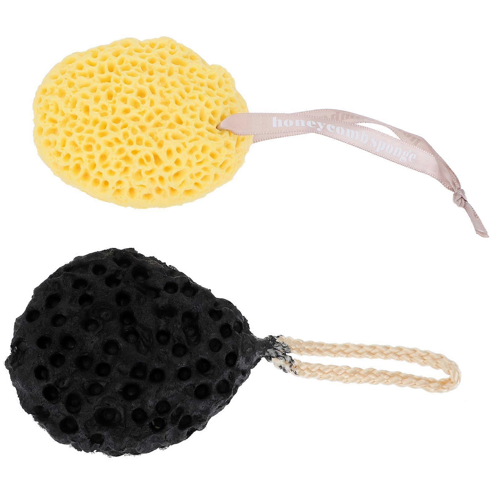 Honeycomb Bath Sponge Pack of 2 – Deep Cleansing Exfoliating Sponge for Adults, Safe & Convenient Bathroom Accessory