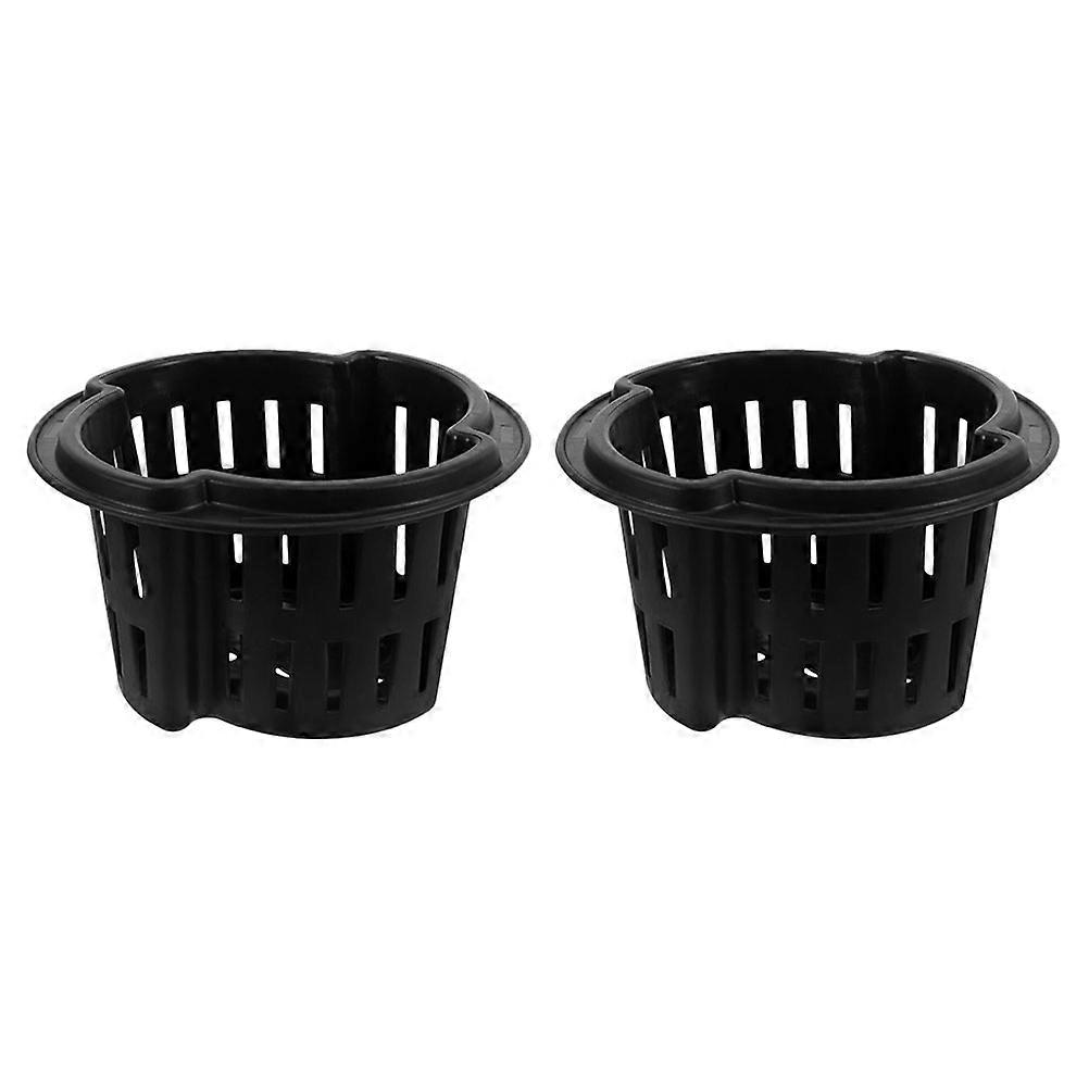 Net Pots Hydroponic Flowerpot Mesh for Outdoor Gardening Round Shape Breathable Material 2Pcs Black 18.00X18.00X10.00CM