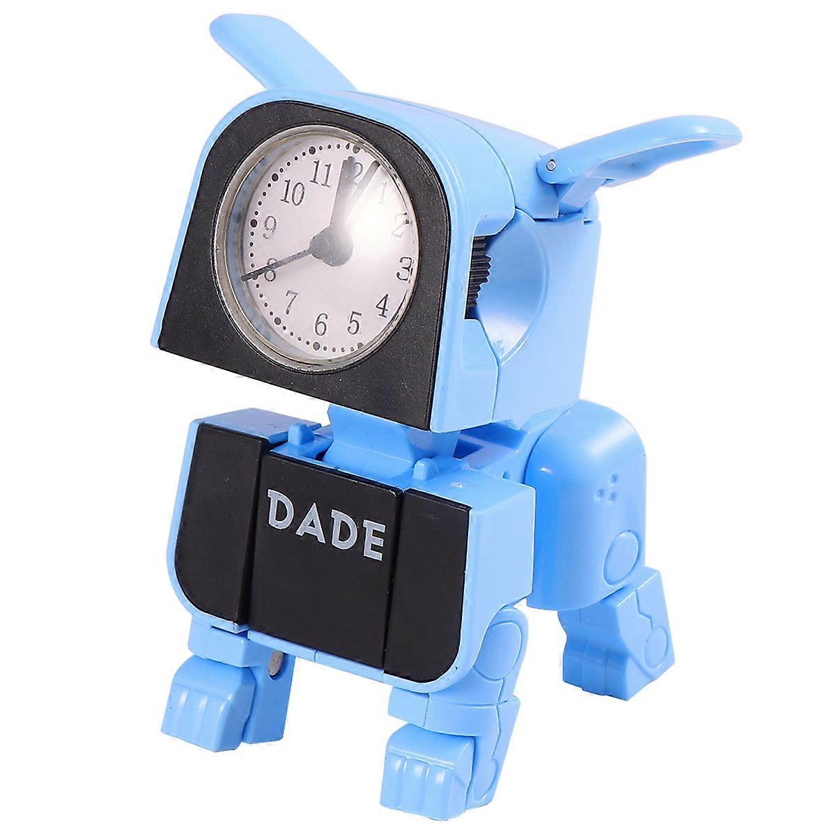 Robot Shaped Alarm Clock For Bedroom Home Use Blue Plastic Mirror Surface Timer 1Pcs