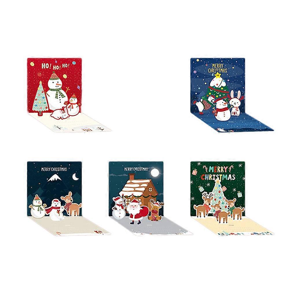 Festival Greeting Cards Three-Dimensional Christmas Express Love Assorted Color 22X11CM 5Sets