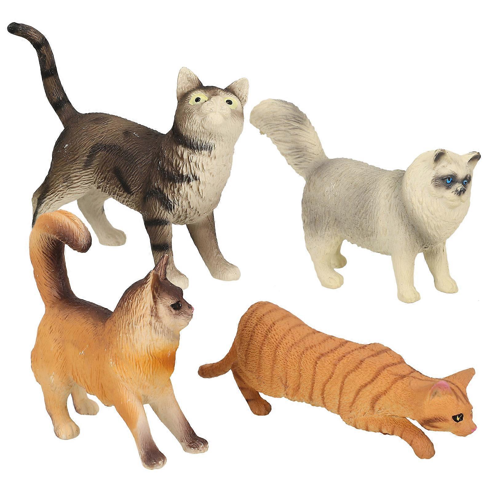 Miniature Cat Figurines Realistic Design Cat Model Educational Tool For Child Education 4Pcs