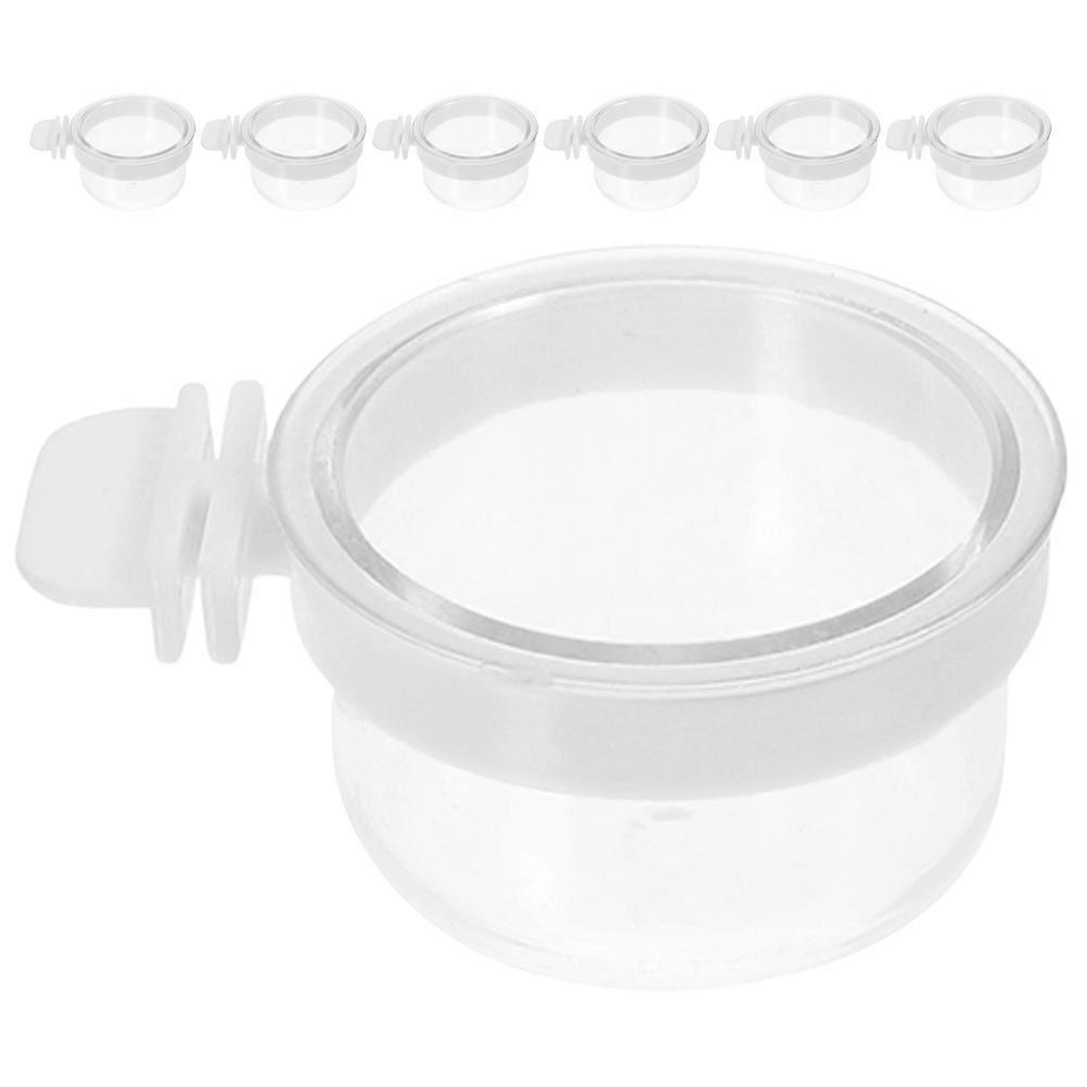 Plastic Bird Food Cups Set of 7 Removable Parrot Feeding Bowls for Small Birds Cage and Home Balcony Use Easy Monitoring and Natural Eating Support