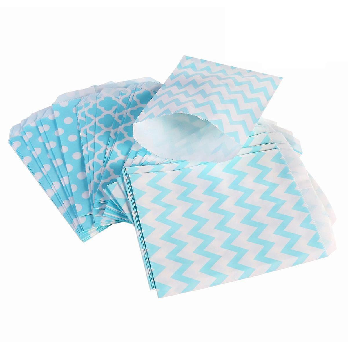 Versatile Candy Bag Striped Dot Chevron Wedding Candy Bags Blue Rectangular Storage Pouch 48Pcs