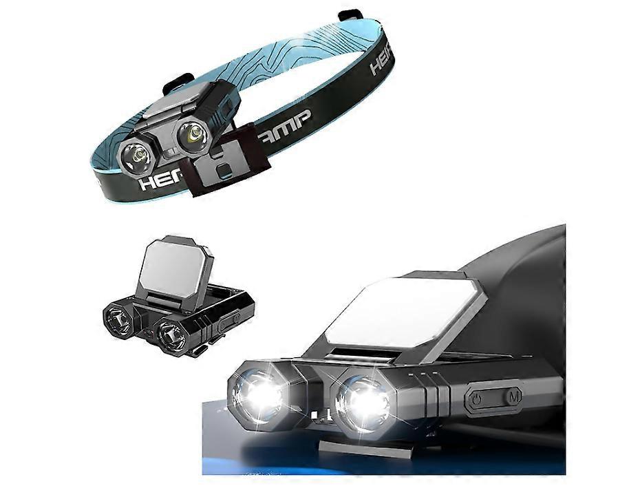 LED Caps Head Torch Rechargeable with Clip, Head Torch LED Super Bright with Locking Hook for Camping, Portable Led Head Light with 5 Modes(Black)