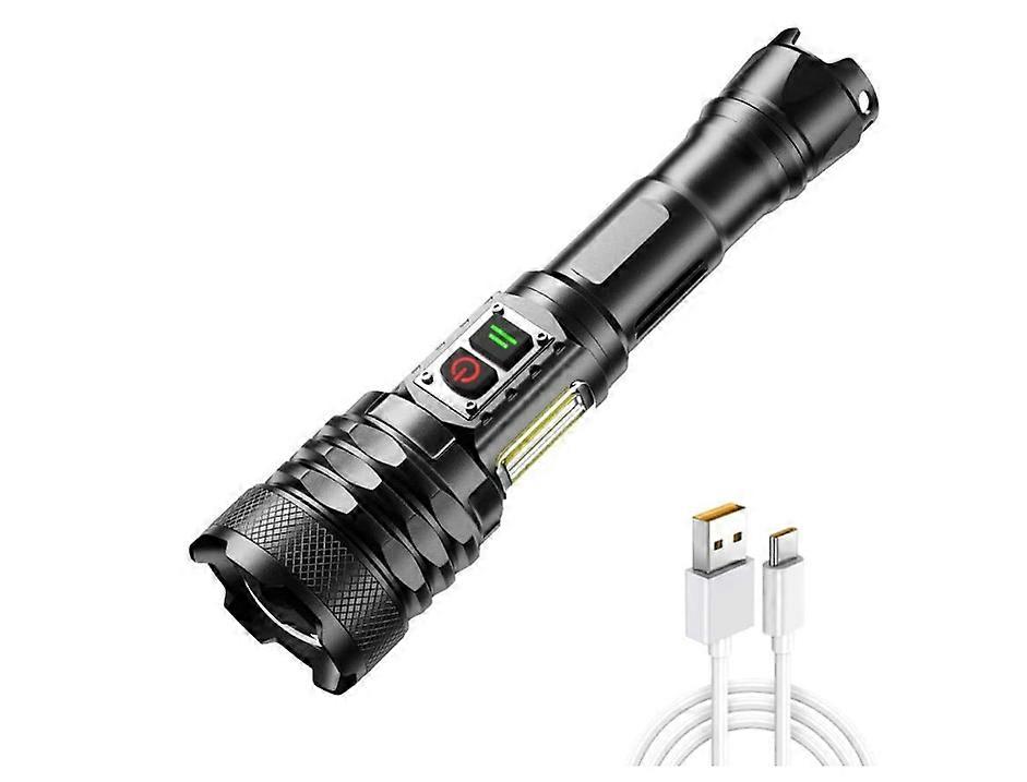 Flashlights, Super Bright LED Flashlight With COB Sidelight, Zoomable Tactical Handheld Flashlight, 9 Modes, Waterproof(Black)