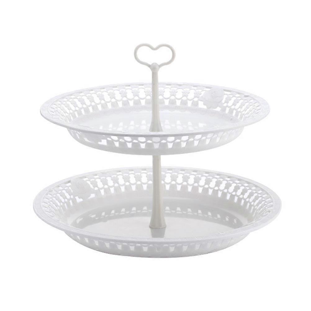 Two-Tier Plate Stand Double Layer Cake And Dessert Rack Afternoon Tea Snack Stand PP Material 24.5 x 24.5 x 25 Cm 1Pack
