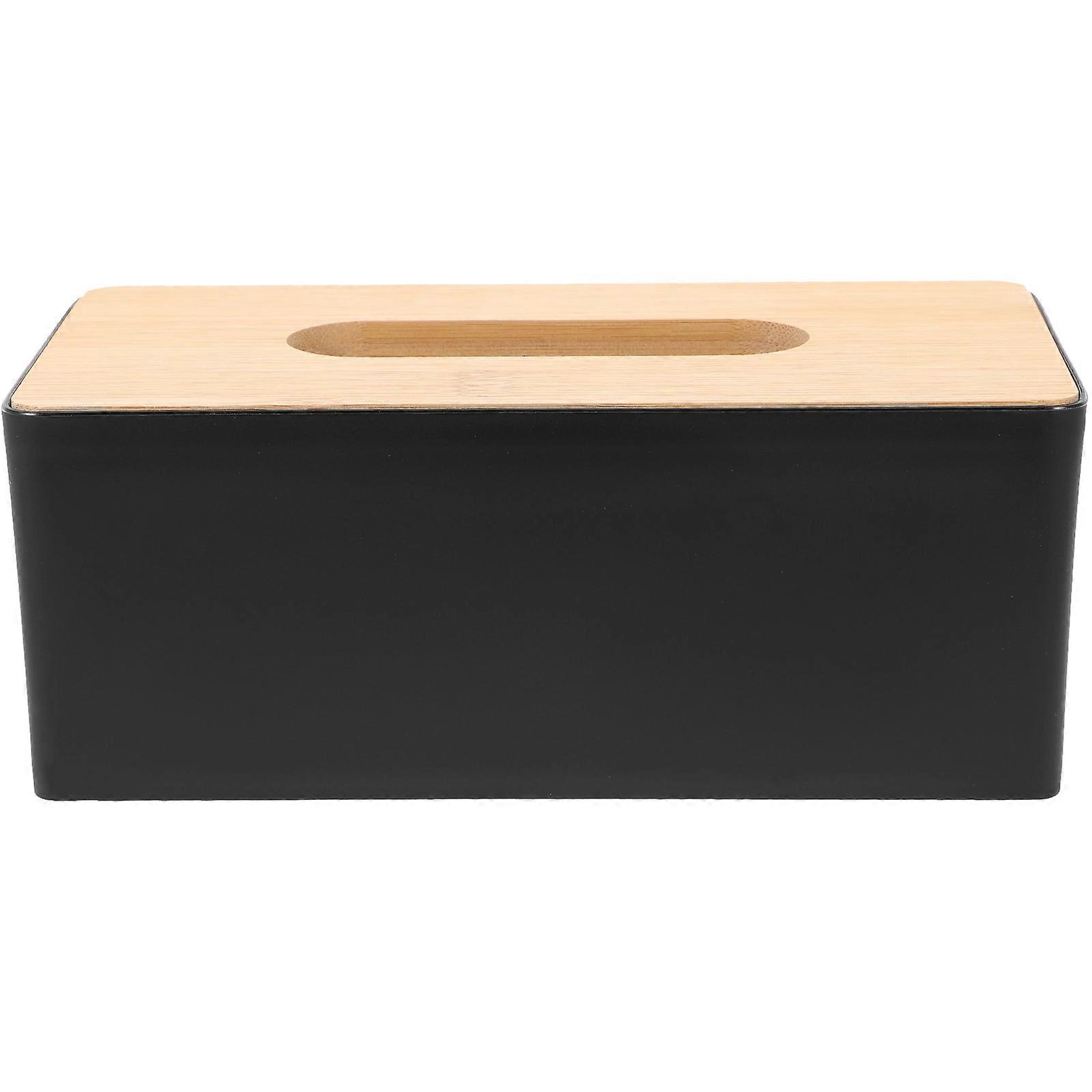 Tissue Holder Rectangular Modern Style Tissue Storage Case For Office Use 21.5x12x8.5cm Black Dustproof 1Pcs