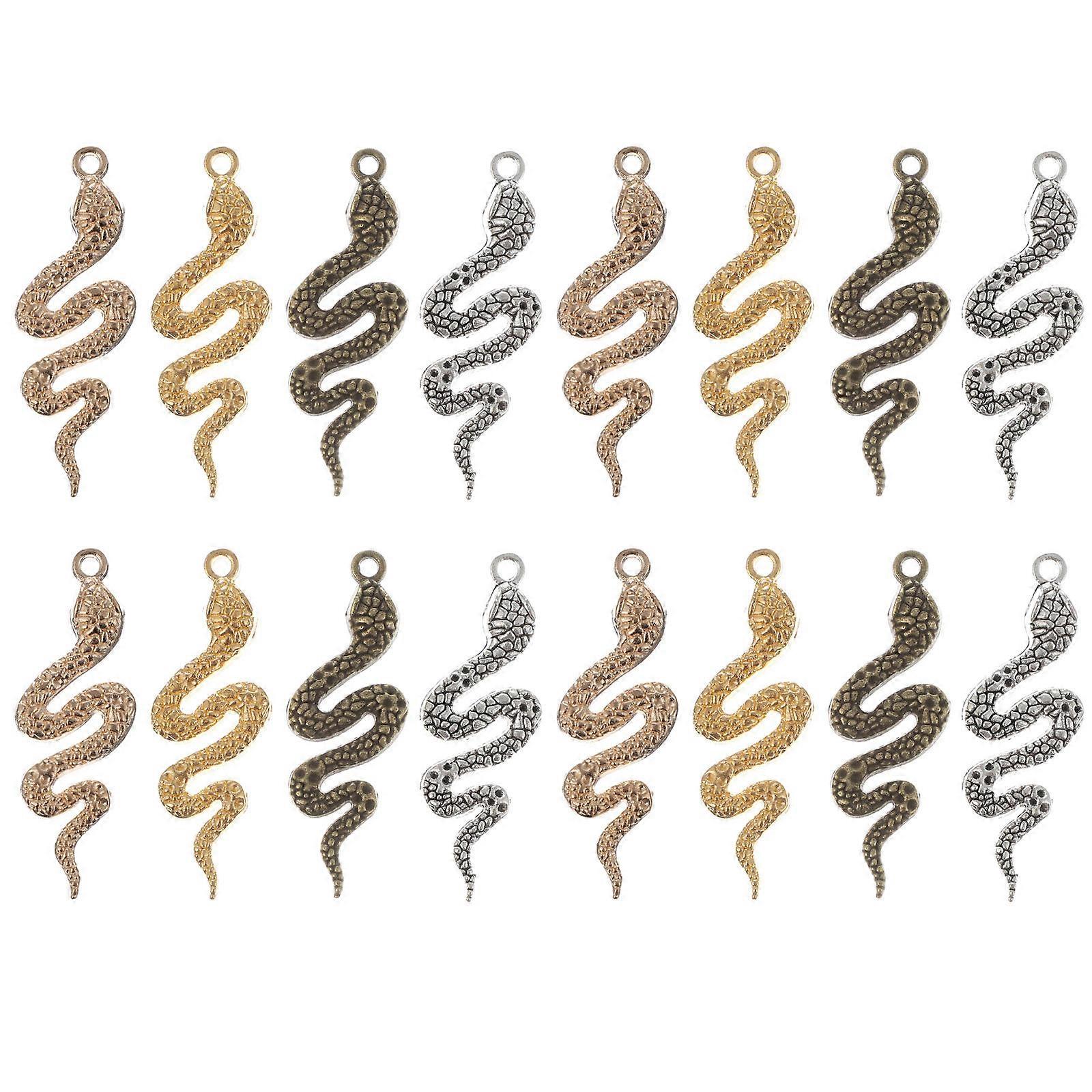 Söta berlocker för smycken som gör silverfärg orm form halsband berlocker diy tillbehör 40st