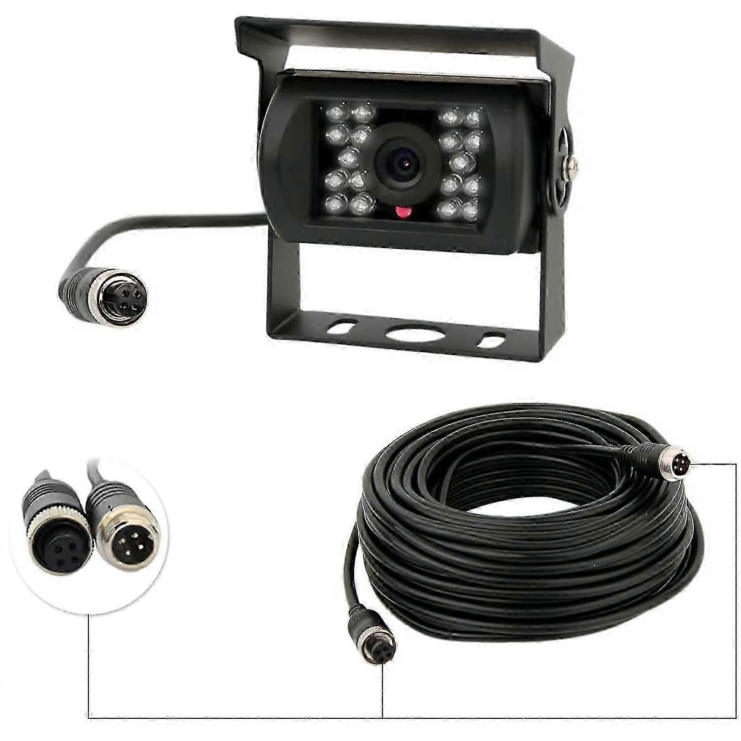 Takakamera 12v-24v 4-nastainen 18 Ir-ledit vedenpitävä yönäkö 4-nastainen kaapeli autoon/bussiin/kuorma-autoon/perävaunuun/asuntovaunuun/matkailuautoon