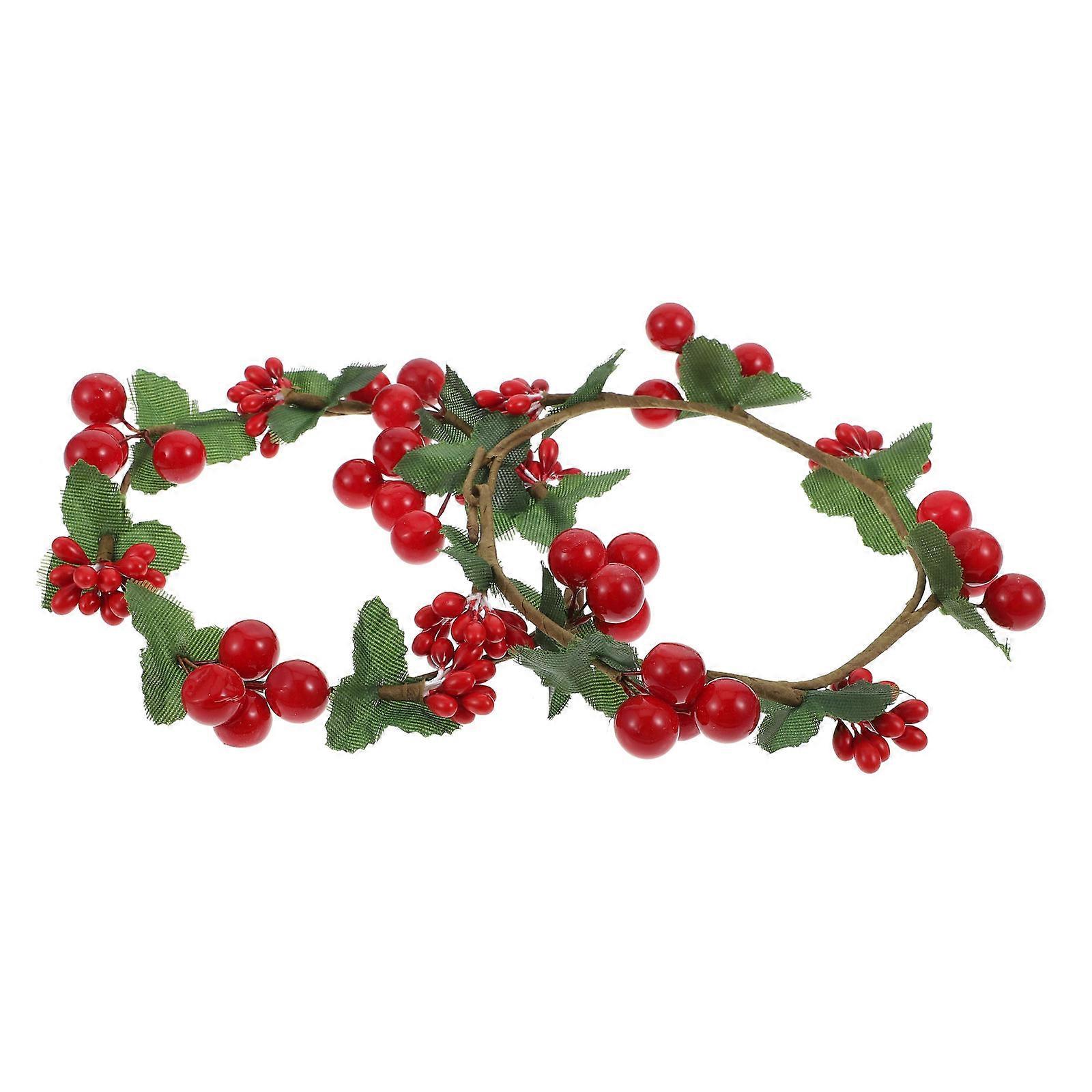 Berry Wreath Round Ornaments Simulated Berry Garland Home Decoration Multi-Colored 10x10x2.5cm 2Pcs