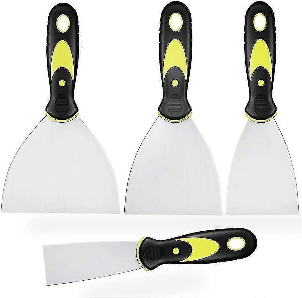 4 Pieces Stainless Steel Spatula Set, Coating Knife with Plastic Handle Spatula, Palette Knife
