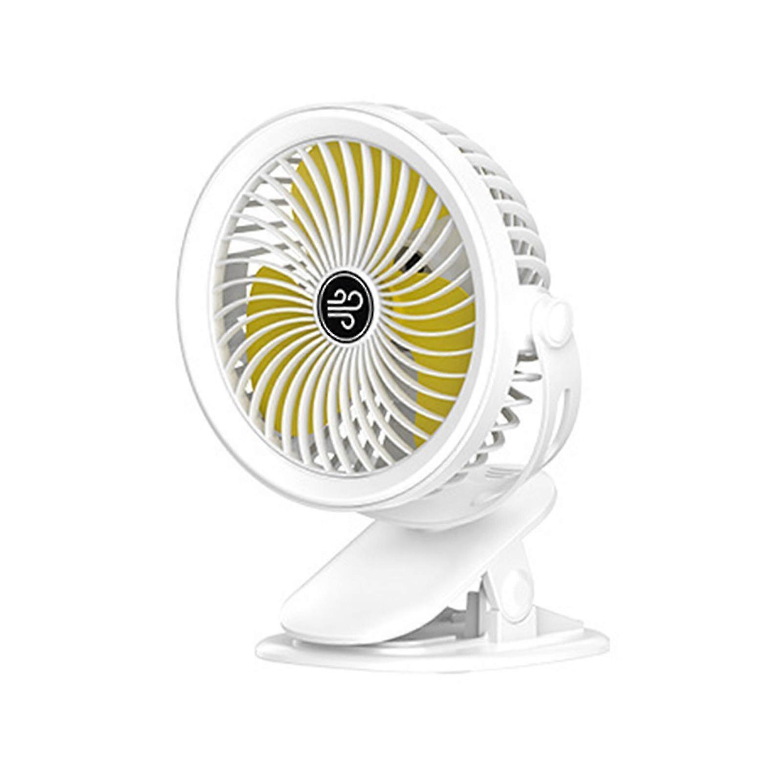 Portable USB Rechargeable Clip Fan with LED Light, Personal Desk Fan