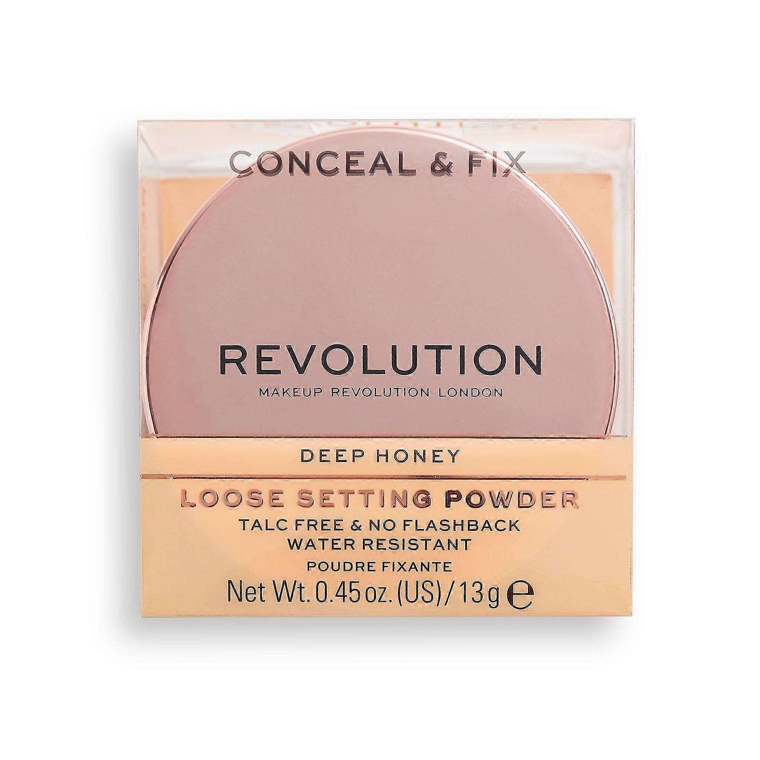 Makeup Revolution, Conceal &; Fix, Vegan, Πούδρα Χαλάρωσης, Βαθύ Μέλι, 13 g