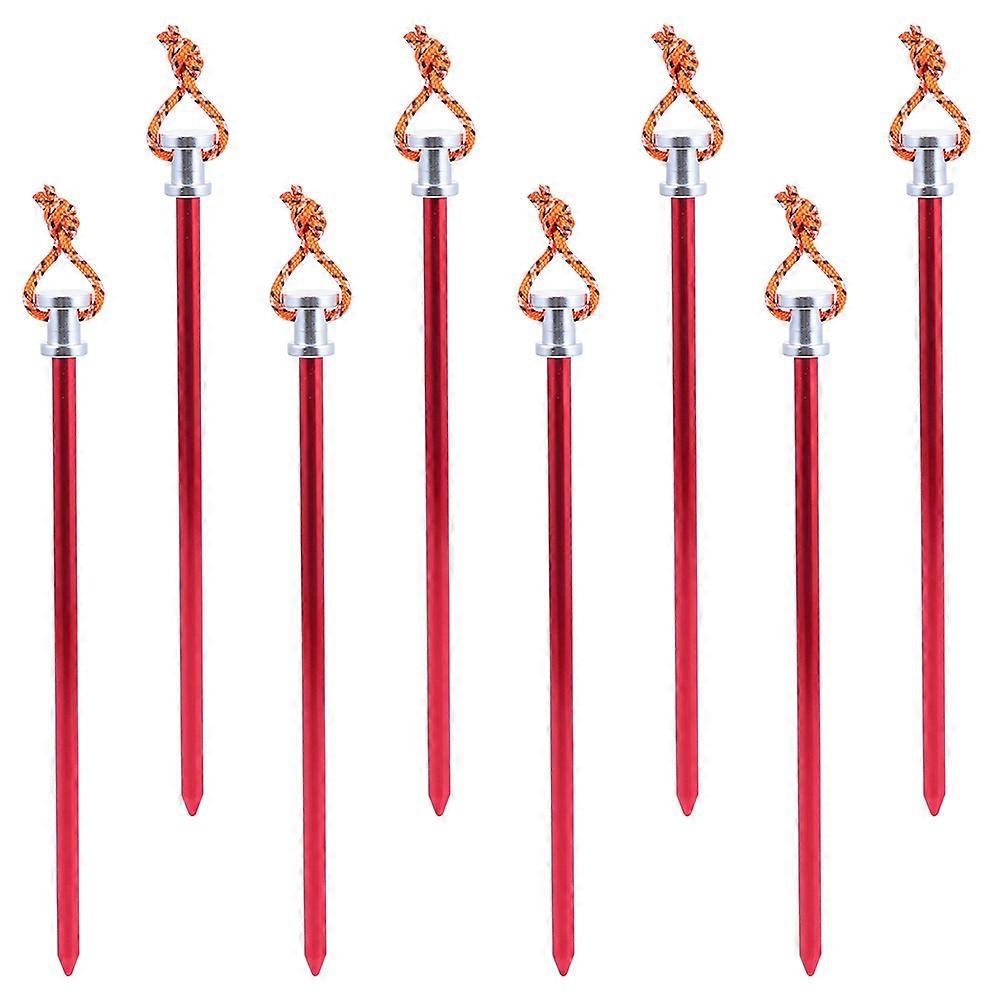 Aluminum Ground Nail for Outdoor Use Red Tent Stake Set of 8 Lightweight and Durable