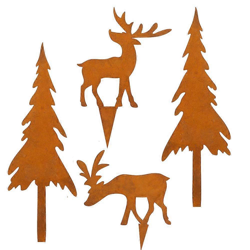 Moose and Fir Tree for Inserting Made of Patina