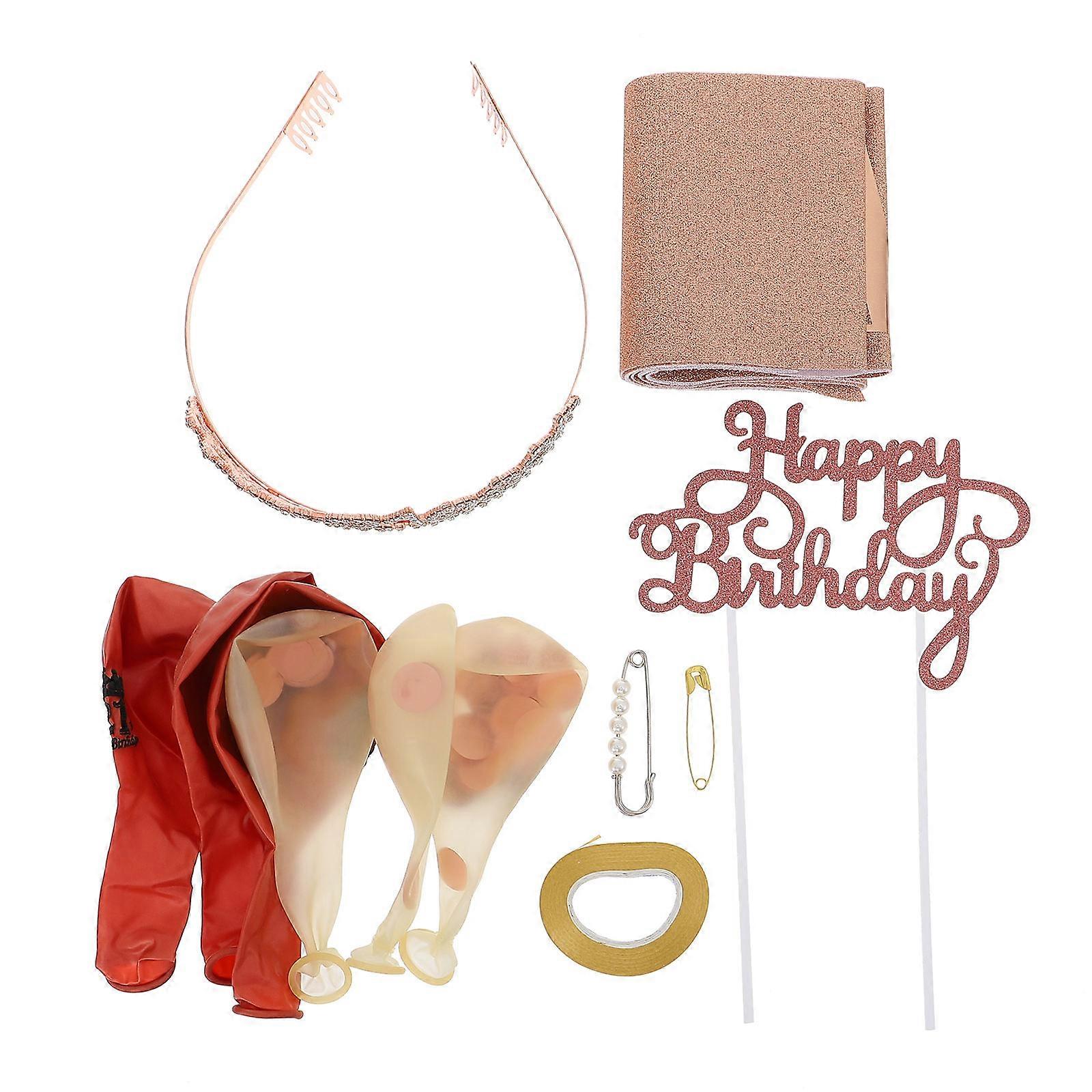 Happy Birthday Crown Για Γυναίκες Κοστούμι γενεθλίων Σετ Ροζ Χρυσό Χρώμα Διακοσμητικό 1Set
