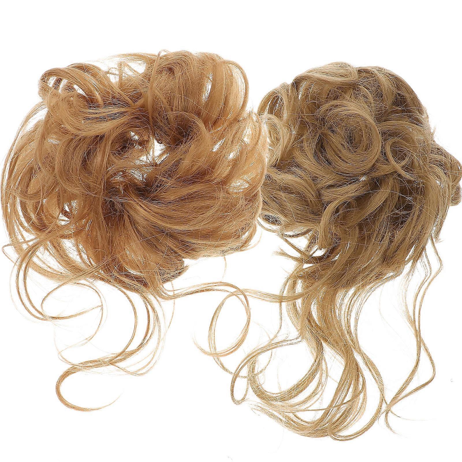 It looks like you're referring to a product listing for **"2pcs Messy Bun Hairpiece Curly Fake Hair Bun Extensions With Elastic Tie For Women, High