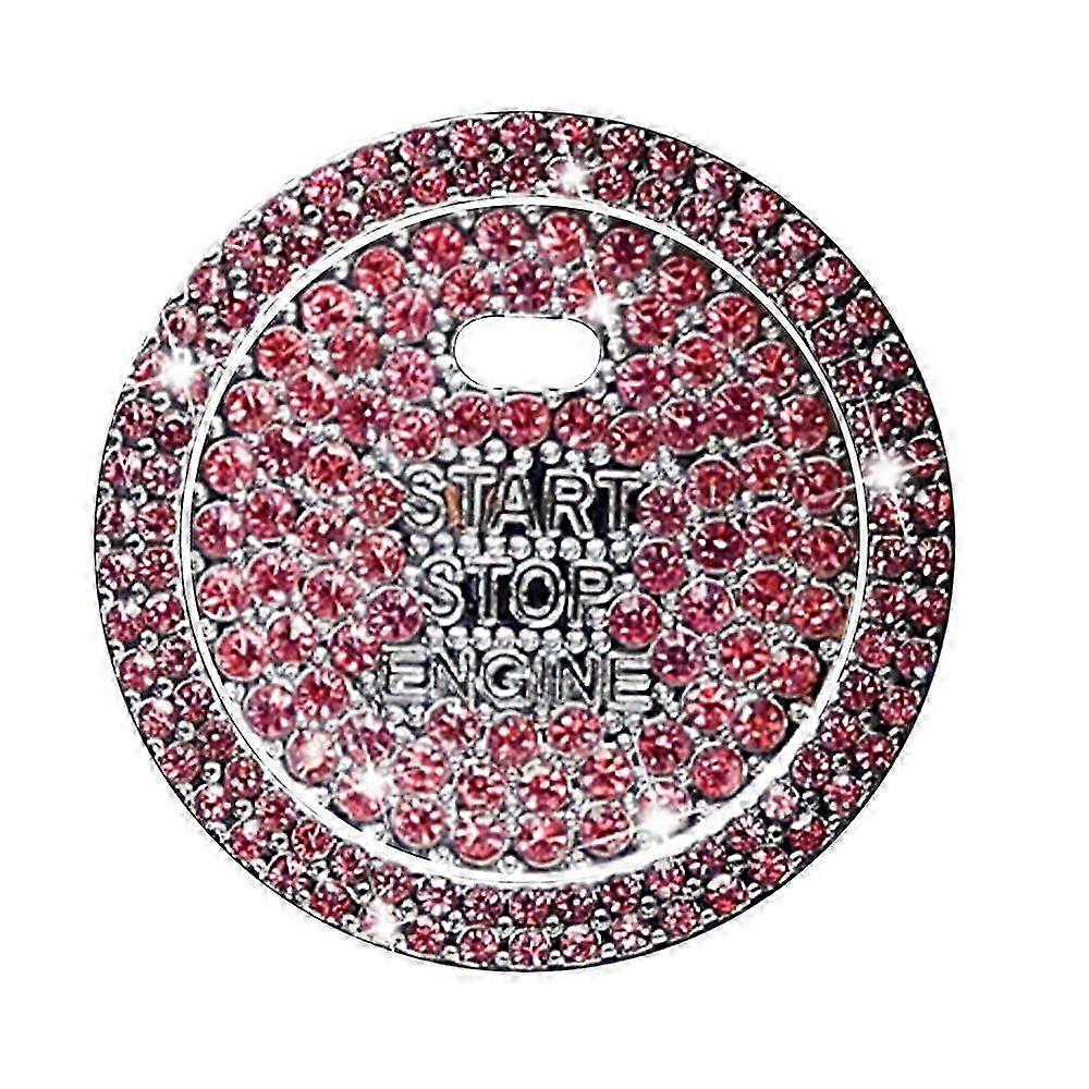 Car Start Switch Button Auto Decorative Diamond Stickers with Rhinestone Ring Circle Trims Protective Cover Suitable for Various Car Brands