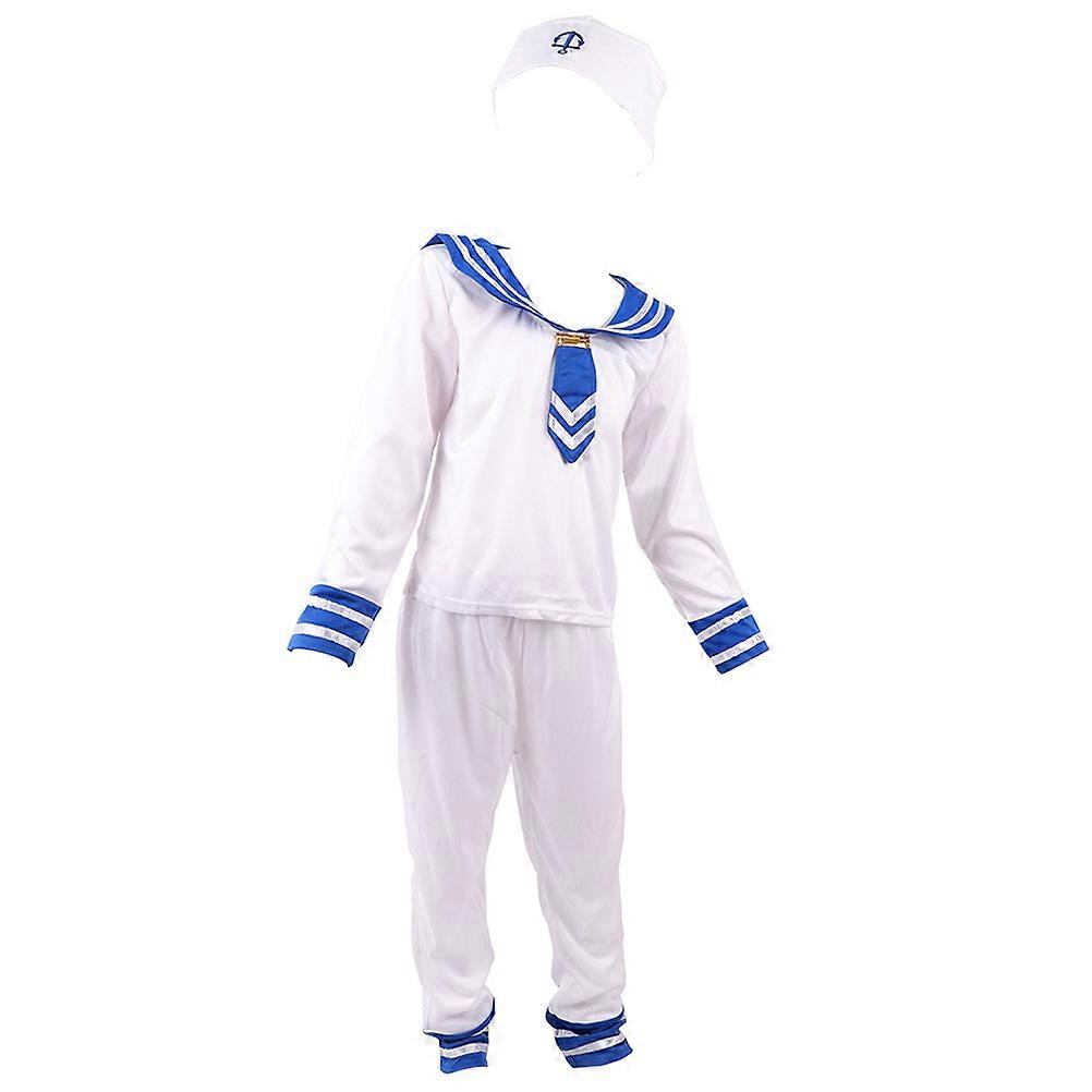 Men Sailor Costume Sailor Uniform Cosplay Costume Cosplay White Polyester 1Set