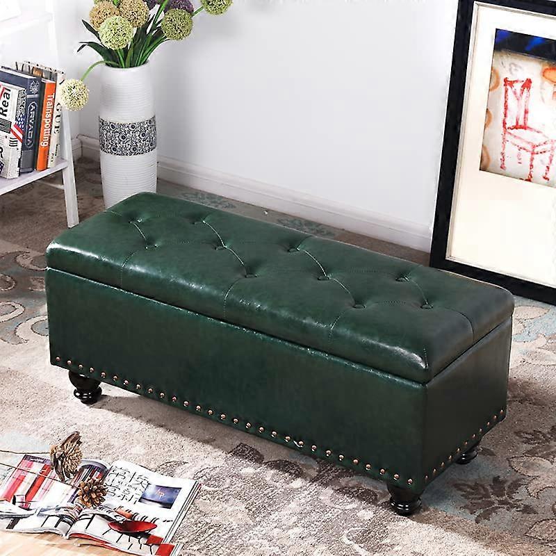 Large storage space, footstool, bedend bench, faux leather, upholstered storage bench for hallway, window, footrest, storage bench 100*45*40CM.