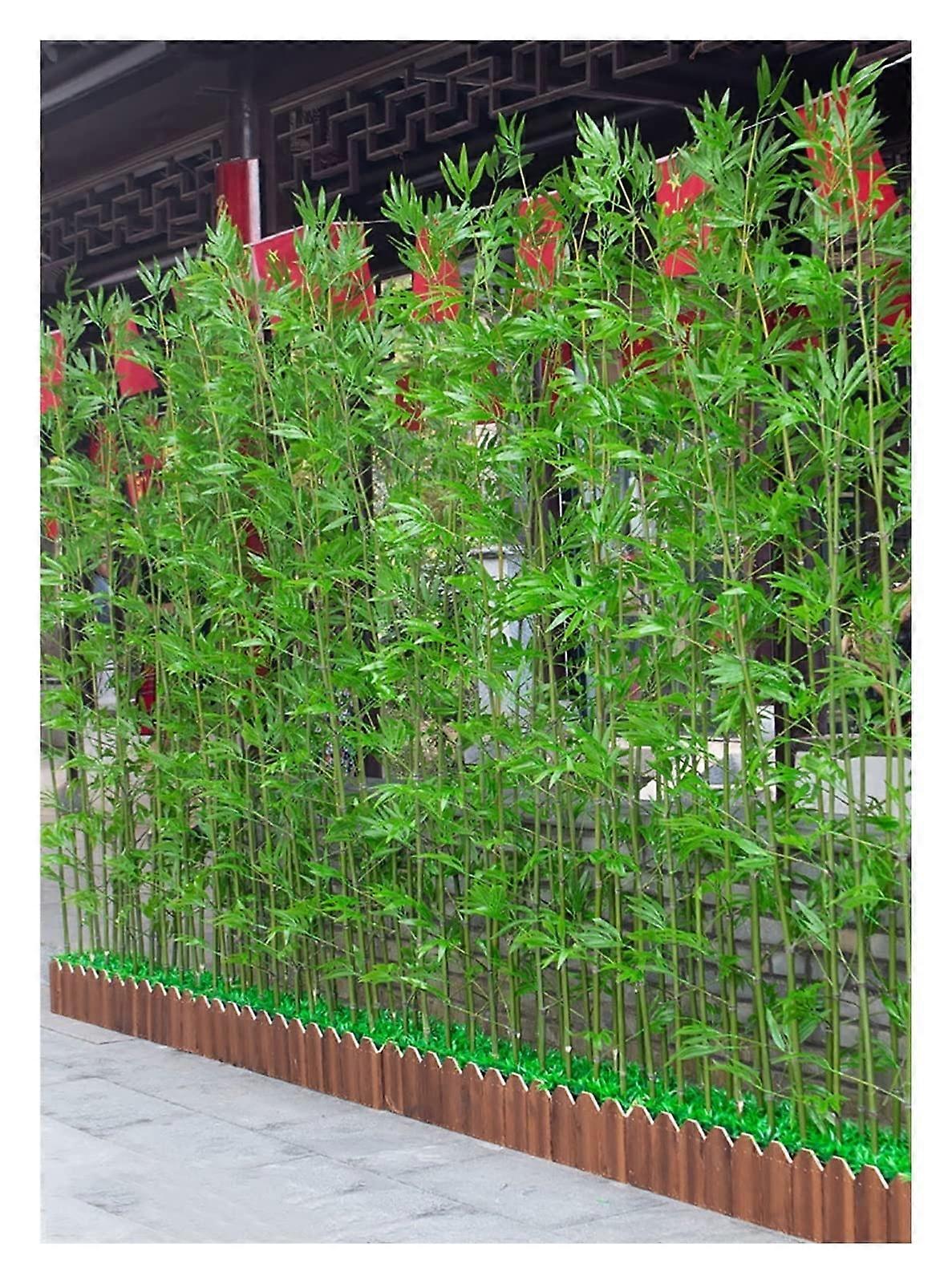 Garden Leaf Rake مقسم حائط من الخيزران الاصطناعي مع قاعدة خشبية حديقة فناء شرفة مقسم شاشة الخصوصية خلفية التصوير الفوتوغرافي (الحجم: 1 متر)