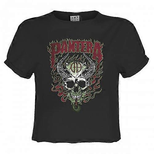 Amplified Womens/Ladies Fire Skull Pantera Crop Top