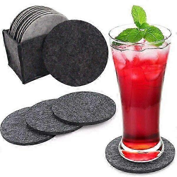 10-Pack Felt Coasters with Holder in Gray
