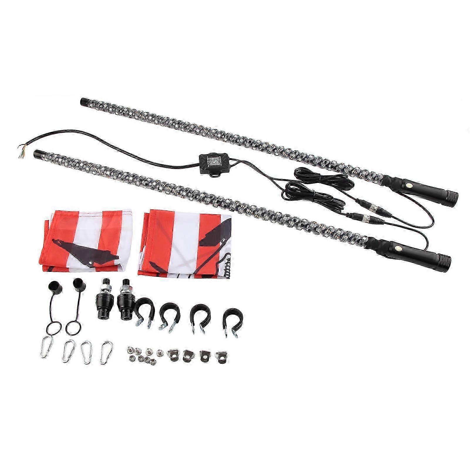 RGB LED Whip Light with Flag APP Control 300 Patterns 366 Modes 12 to 24V for Off Road Vehicles 3FT / 91.44cm
