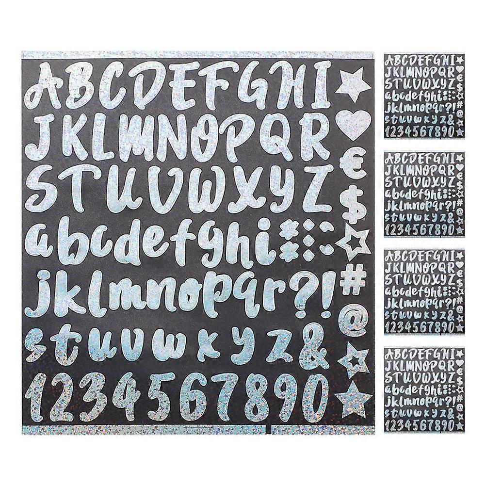 Diy Glitter Alphabet Stickers Self Adhesive Rainbow Decals For Crafts Durable Easy Peel Decor Labeling 5 Sheets