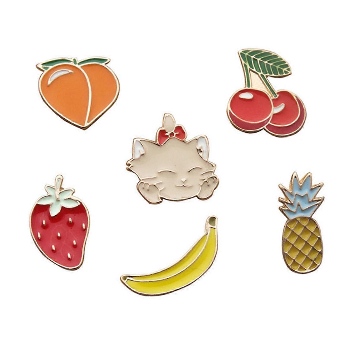 Pineapple Brooch Fruit Brooches Set for Girl Kid Child Alloy Material Round Shape 6Pcs