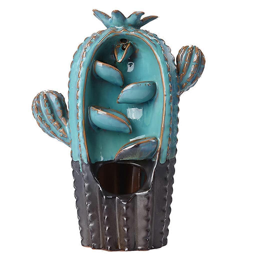 Backflow Incense Burner Ceramic Cactus For Home And Bedroom Decor Cone Compatible Medium Size
