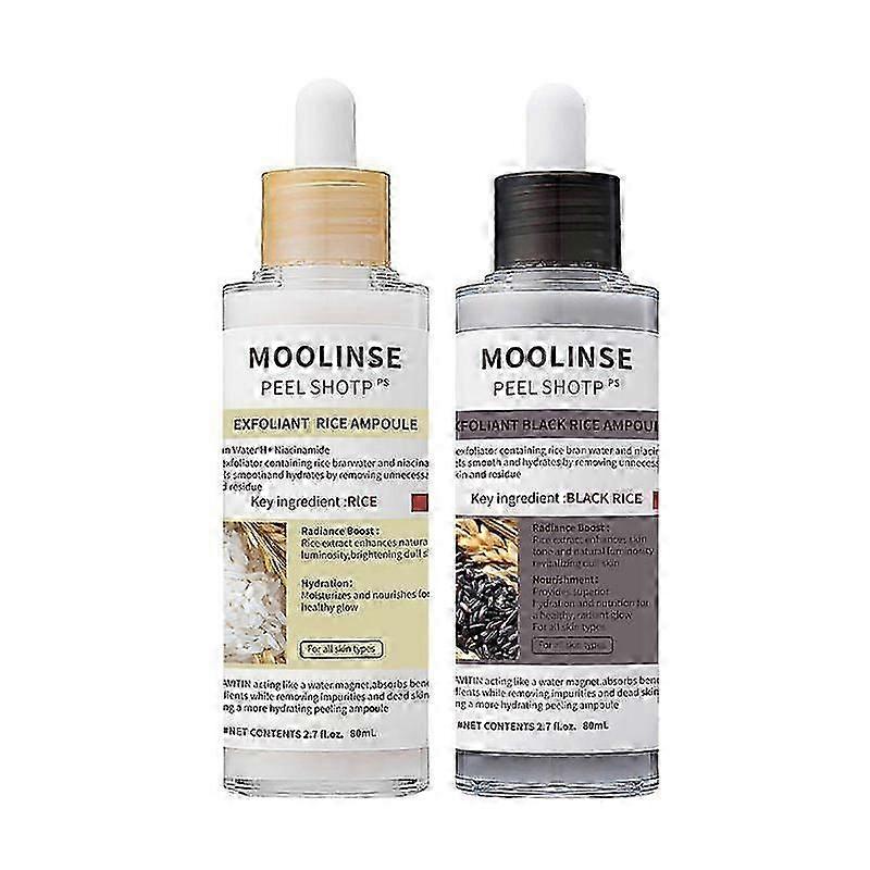 Peel Shot Glow Rijst Ampul Duo, Witte Rijst Ampul + Zwarte Rijst Ampul Set, Zachte Exfoliërende Gezicht & Lichaam Scrub Dode Huid Verwijderaar, Pore Verstrakking, M