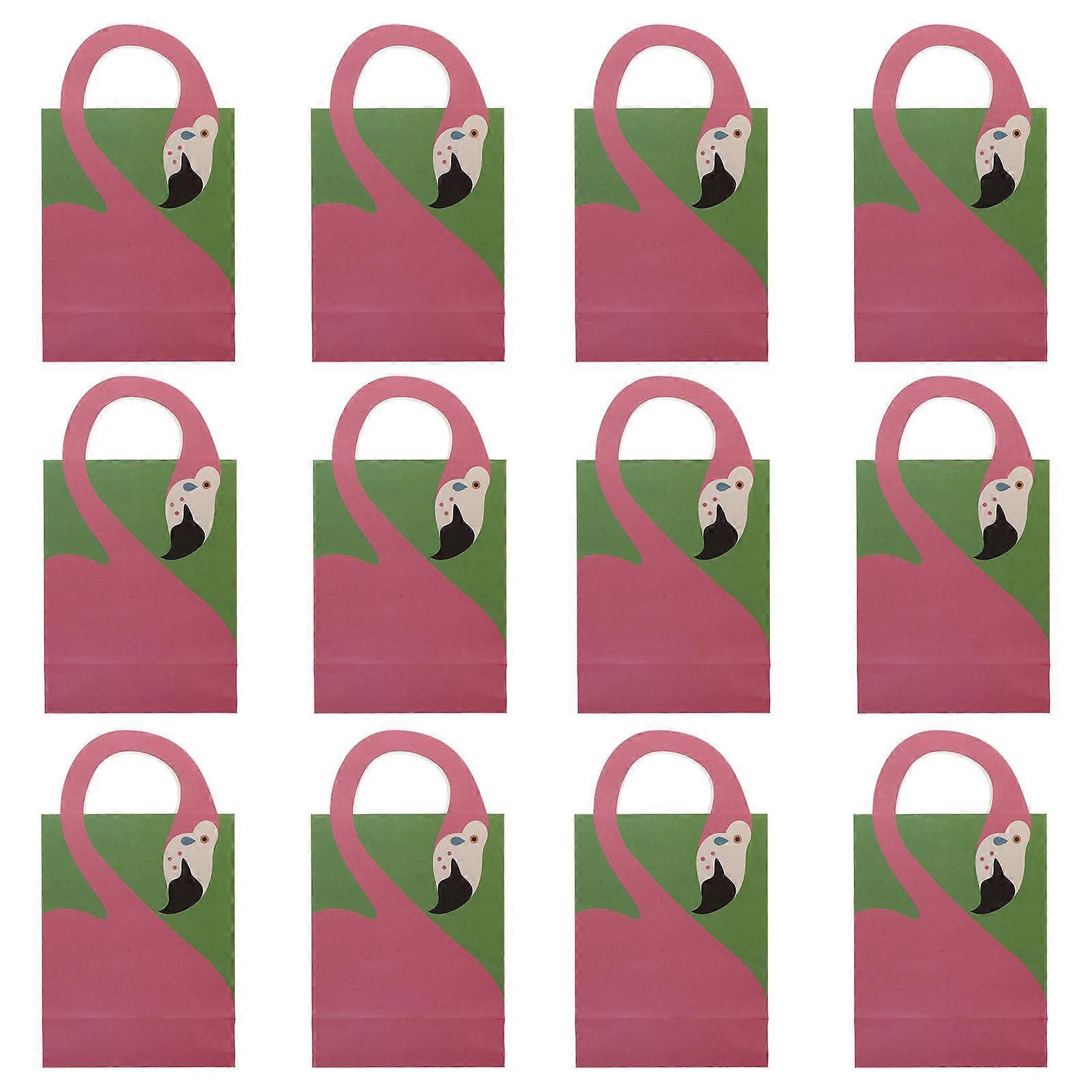12pcs Flamingo Pattern Paper Bags Adorable Party Souvenir Bags for Birthdays, Showers & Events Design from Managed Forests