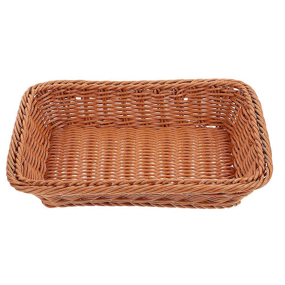 Basket Tray Handwoven Storage Bin Kitchen Use Rectangular Shape Home Decoration 1Set