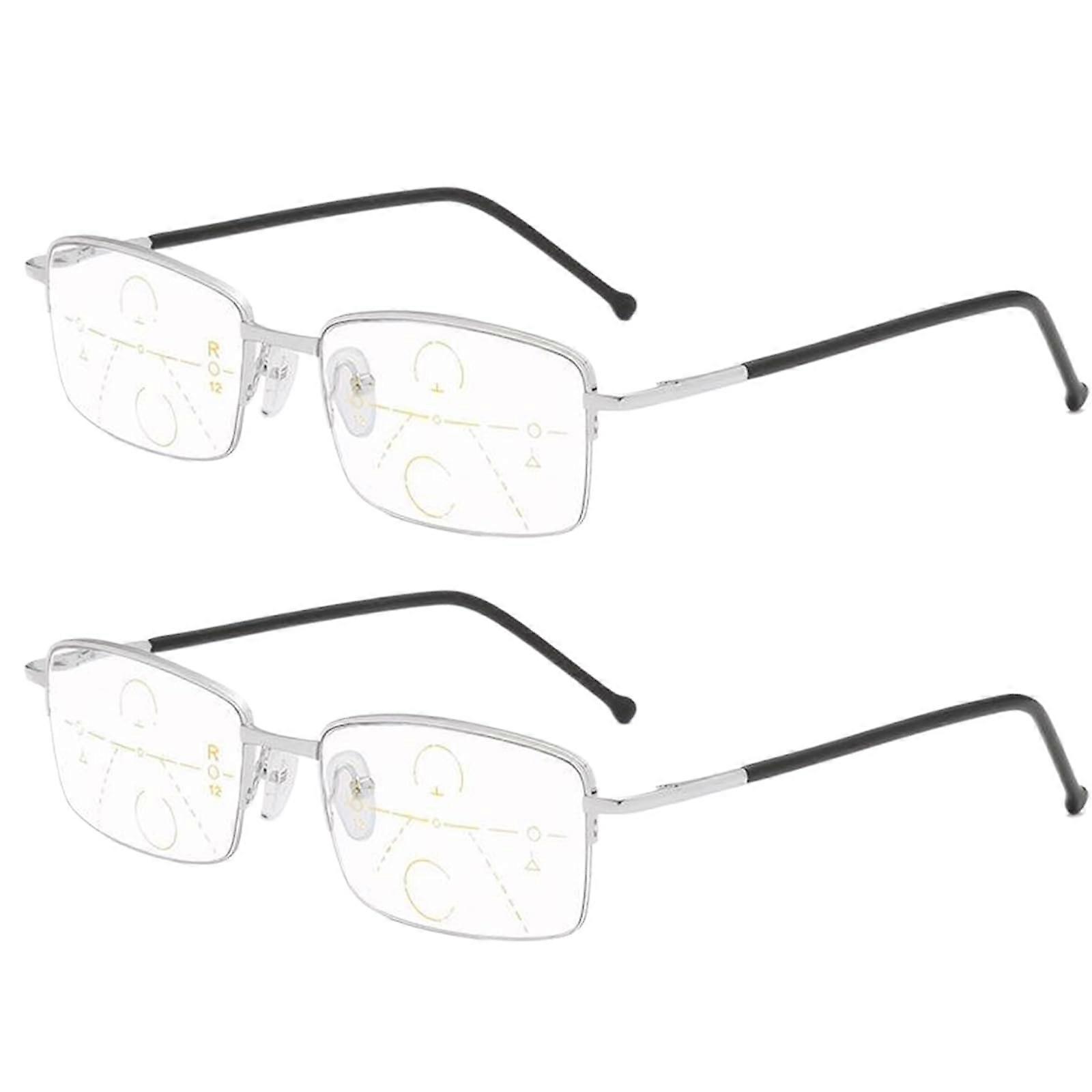 Outfany Intellireaders Reading Glasses Progressive 1.5 Sherum (300) Pack of 2, silver