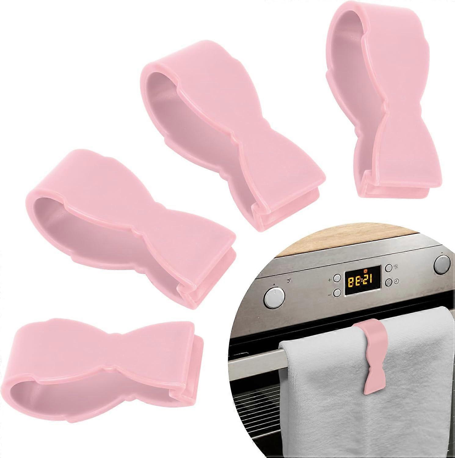Towel Clips for Kitchen (4 Pack) - Keeps Towel from Falling