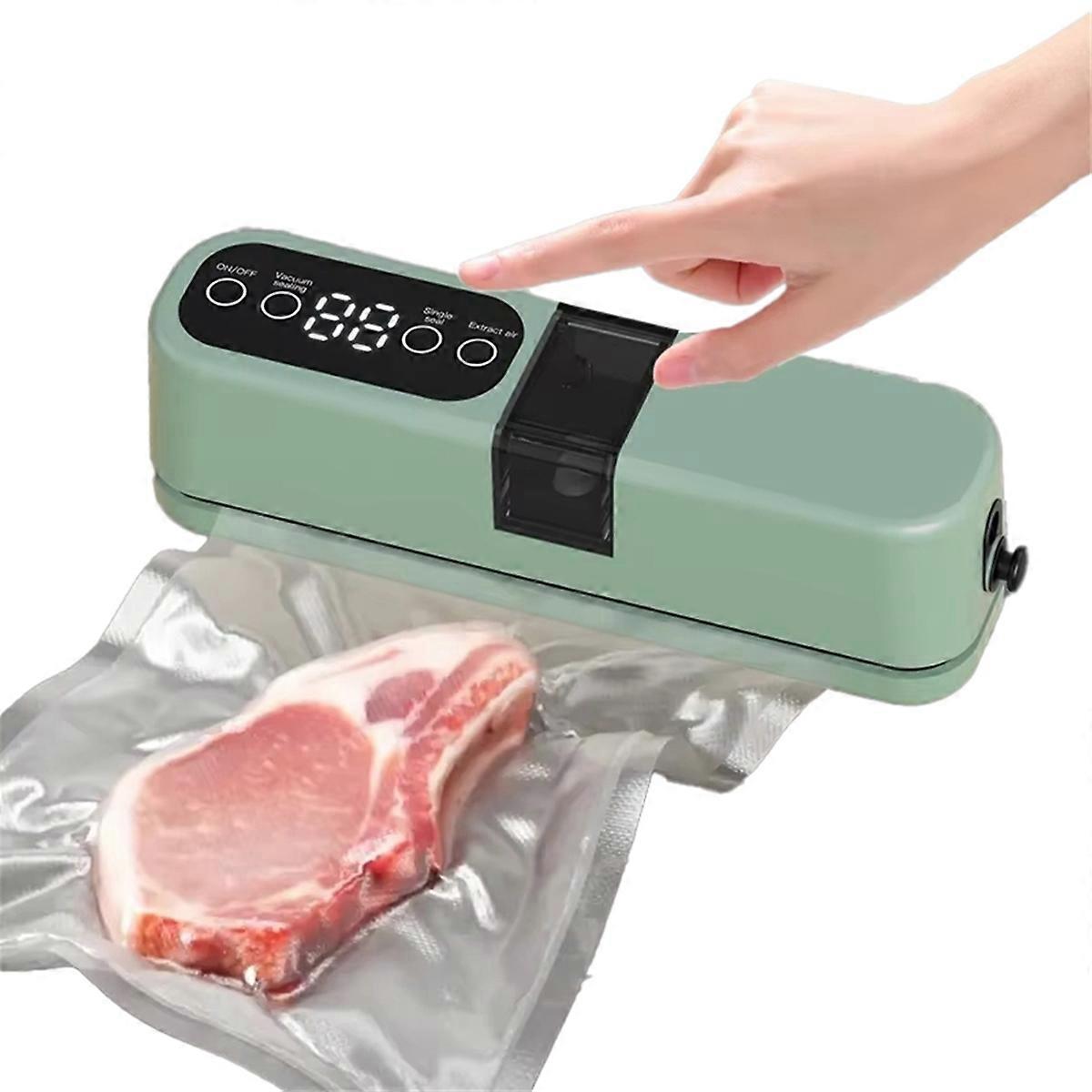 Mini Wireless Automatic Vacuum Sealer Portable Home Use Small Food Packaging Plastic Sealer Machine Green