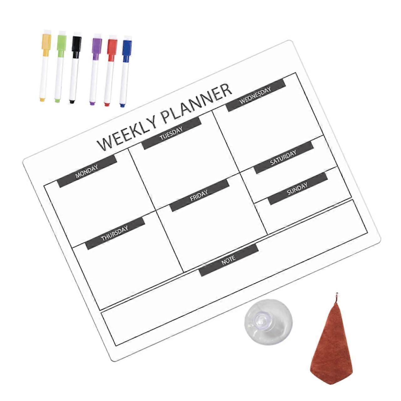 1 Piece Magnetic White Noteboard for Refrigerator, Writable Planner with Markers