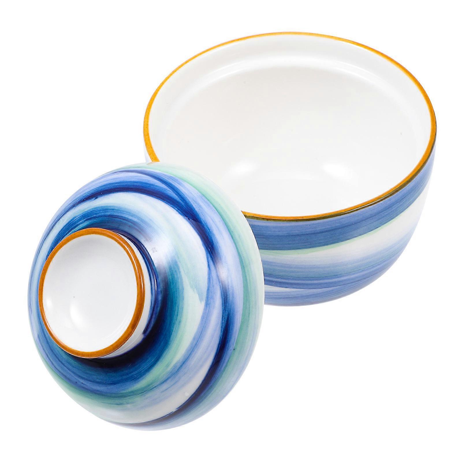 Kitchen Soup Pot Ceramic Bowl With Lids For Dining Table Steam Eggs High-temperature Steaming 1Set