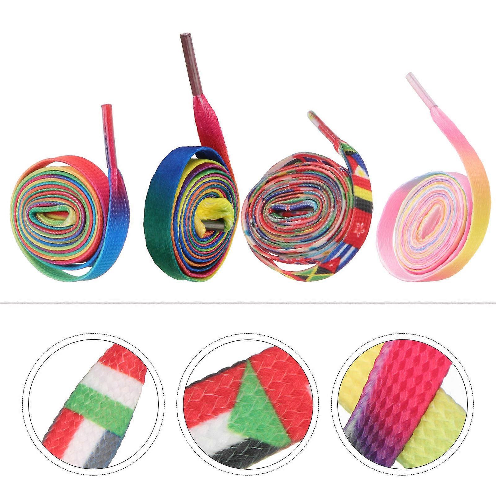 Sneakers Shoelace Colorful Non-Fading Print Polyester Shoelace Sports Activities 120x0.8Cm 4Pcs