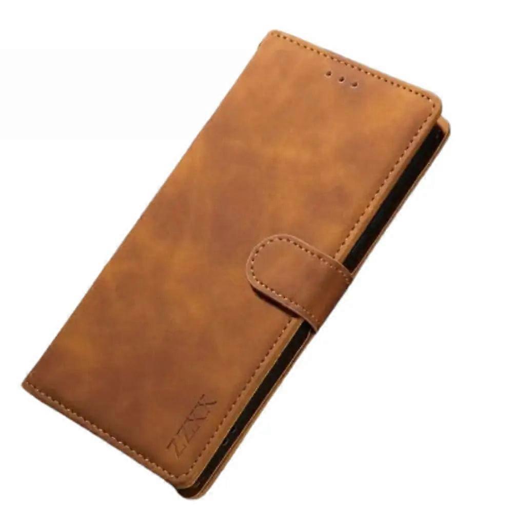 Leather Wallet Flip Case For Samsung (brown)