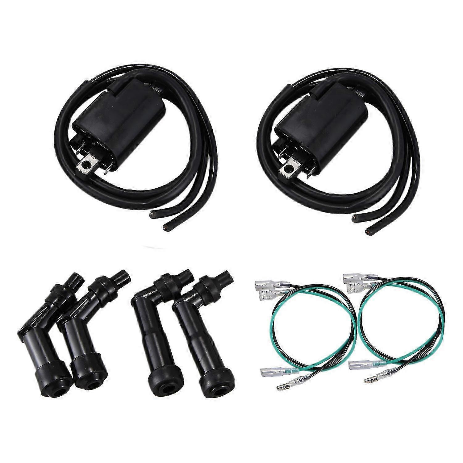 Ignition Coils and Spark Plug Caps Set for Honda CB350F CB400F CB500