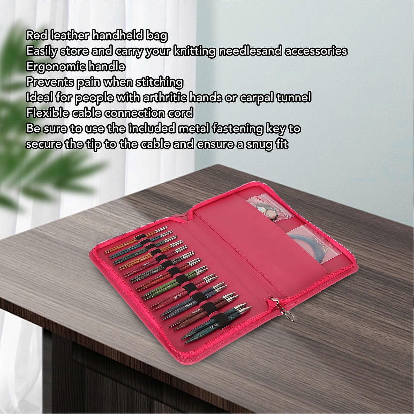 12 Pairs Circular Knitting Needle Set Interchangeable Flexible Knitting Needle with Ergonomic Handles and Storage Case