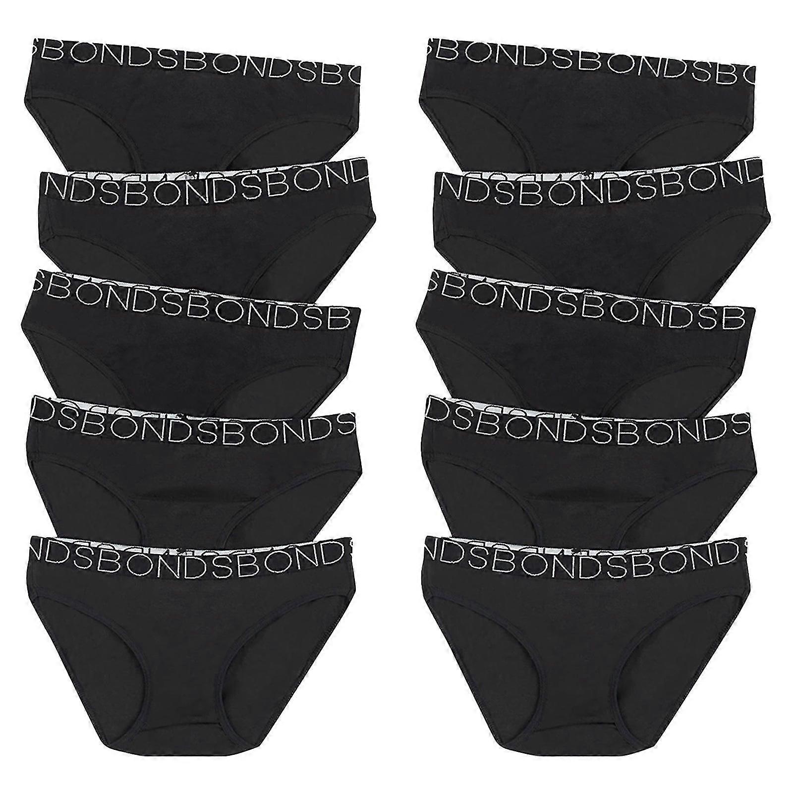 10X Ragazze Bikini Bambini Slip In Cotone Nero Undies Biancheria Intima Uwce5a Bulk