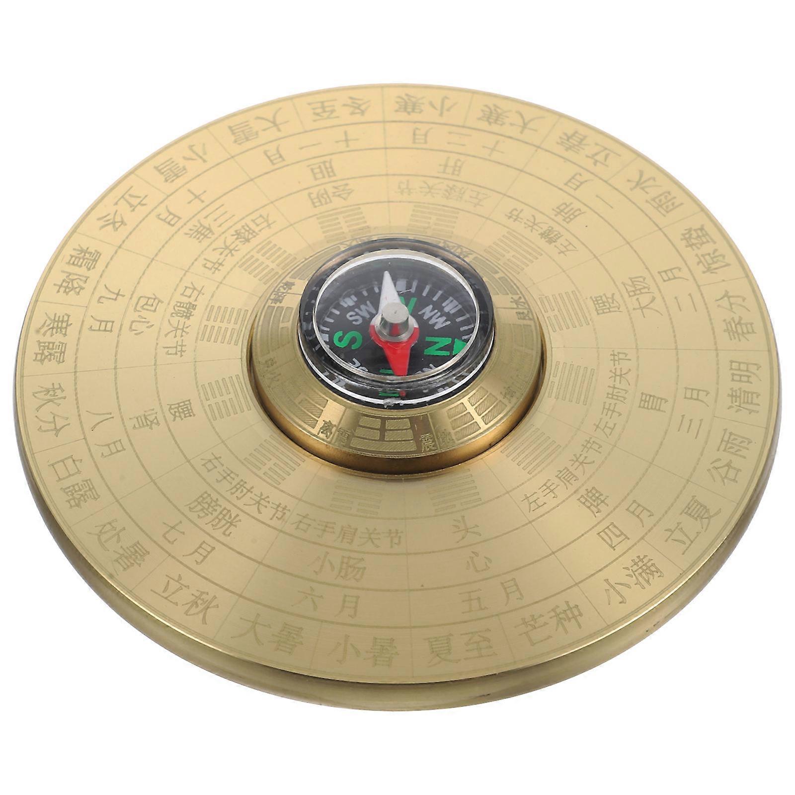 Golden Traditional Chinese Compass for Decoration Made of Copper Lightweight and Durable 2.5 Inch