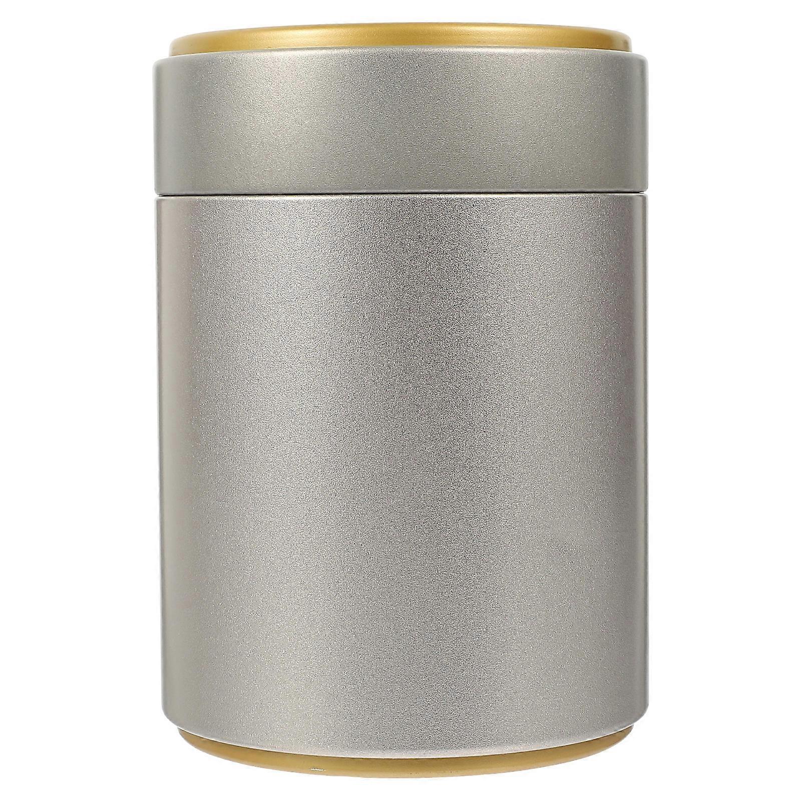 Golden Airtight Tea Canister for Home Use with Tinplate Material and Smooth Design 4.5 Inches