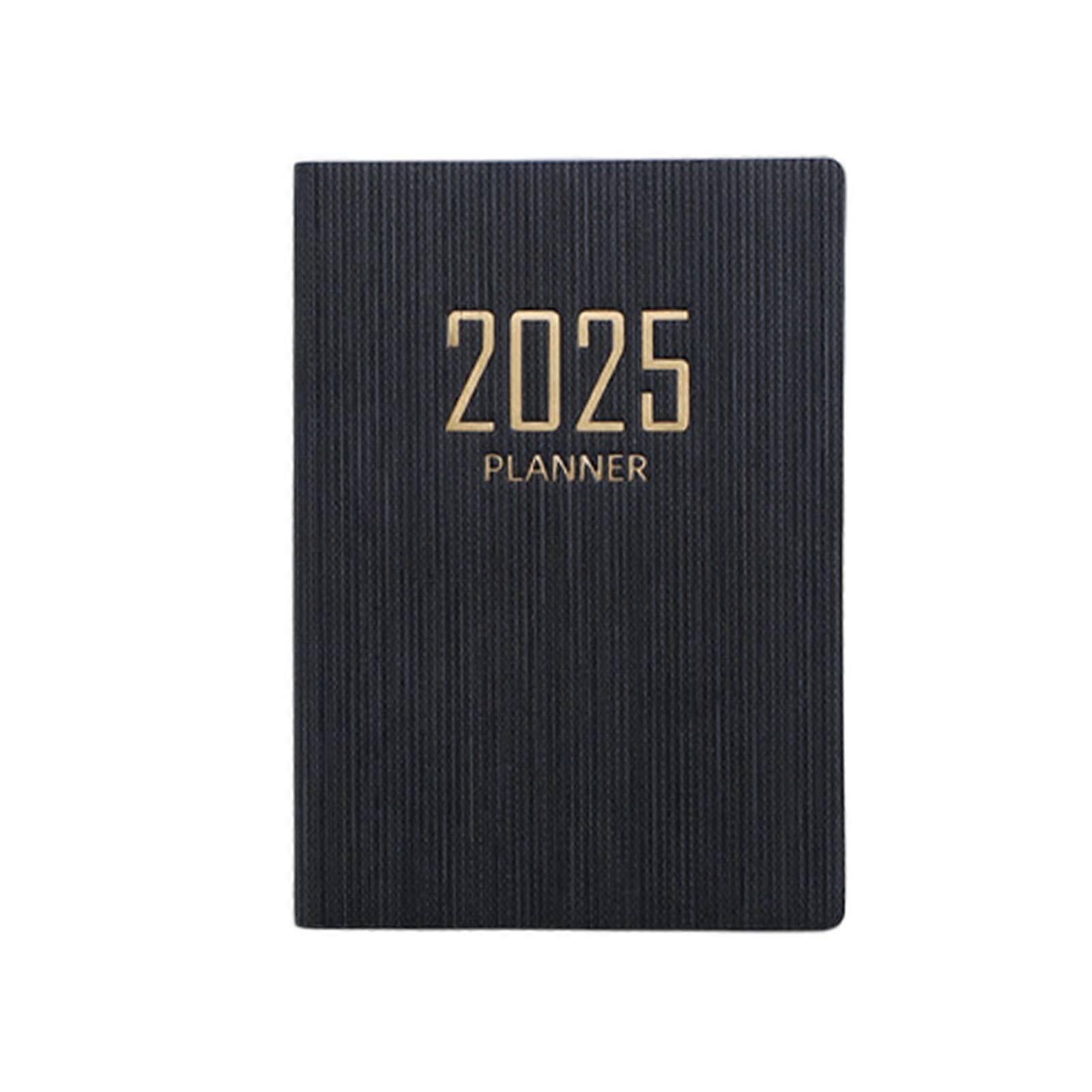 2025 Daily Planner Notebook A7 Size, 365 Days Weekly Monthly Organizer, Black School Supplies